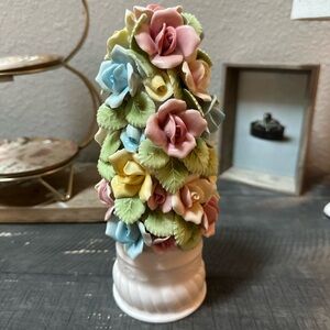 Vintage Floral Pearl Porcelain Handmade & Hand-Painted figurine/tree